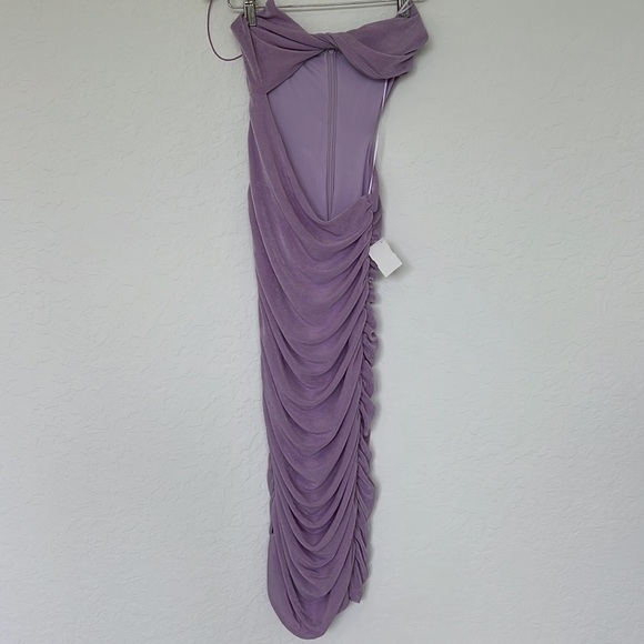 NWT Blanc Clothing Strappy Cutout Bodycon Ruched MIDI Dress Size Small Lavender - Picture 3 of 17